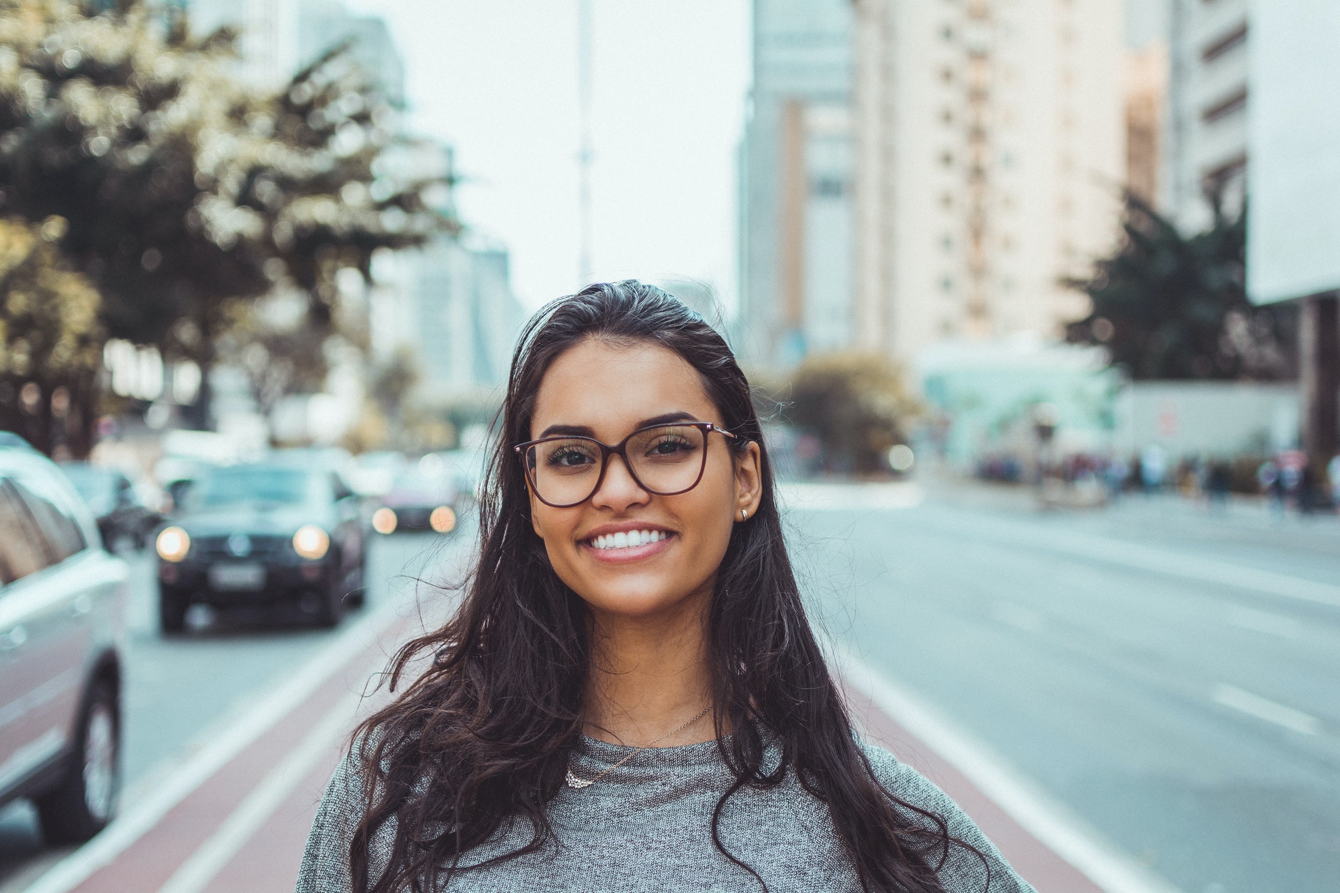 woman gray shirt